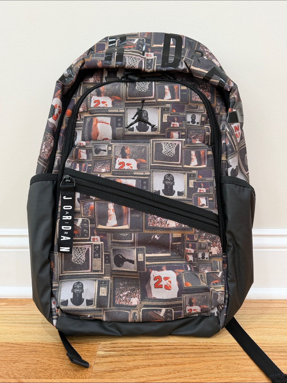 Jordan Collage Print Backpack - Black/Gray/Orange Accents